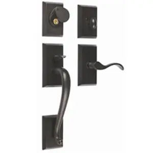 212 MAIN Rockwell Savoy Forged Brass Handle Set - Square Faceplate, Grade 2 Lock, Key-Entry Doors, 2 Keys, Oil Rubbed Bronze Finish