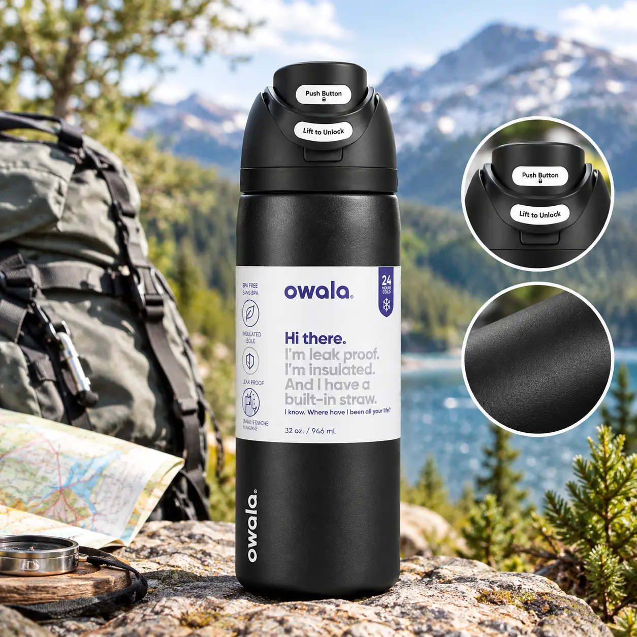 Owala FreeSip 32oz Insulated Leak-Proof Tumbler with Built-in Straw - Black