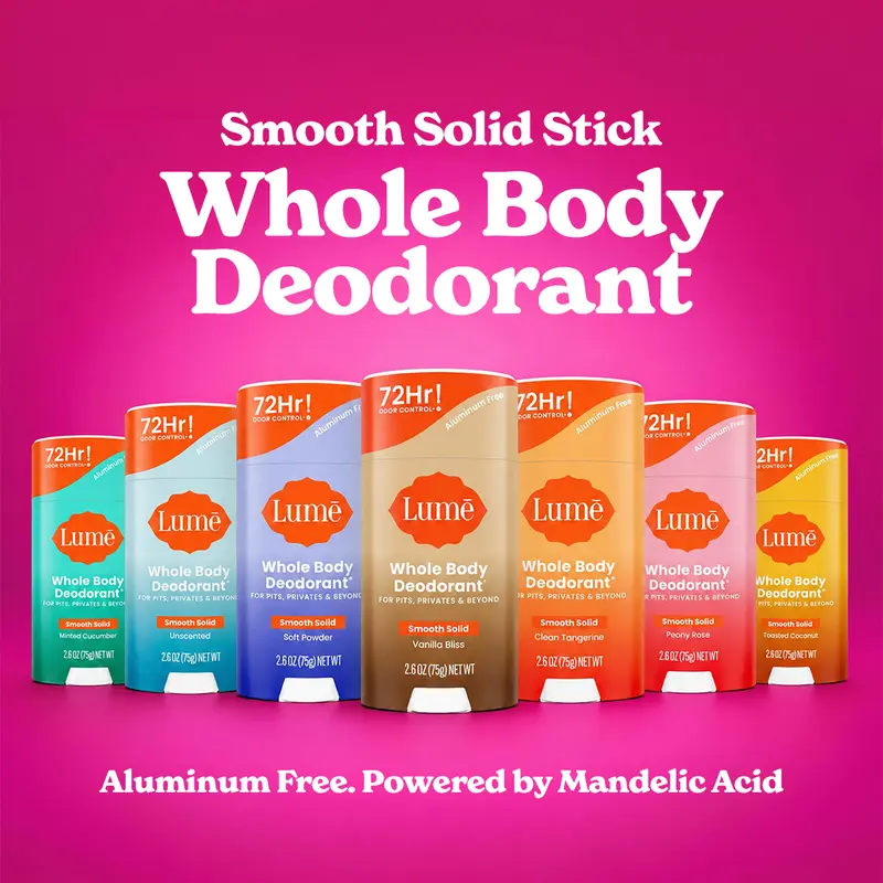 Lume Whole Body Deodorant Solid Stick - Deodorant Body Care - For Pits Privates and Beyond - Aluminum Free