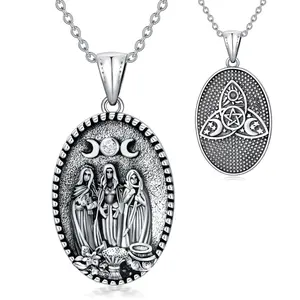 925 Sterling Silver Hecate Triple Moon Goddess Necklace for Women Gir, Magic Amulet Pendant Necklace JEWELRY Gift for Her