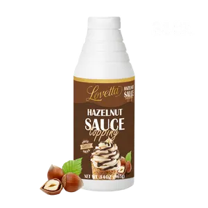 Lovetta Hazelnut Chocolate Sauce Bulk 34oz (1L) Bottle – Smooth Gourmet Hazelnut & Milk Chocolate Dessert Drizzle, Rich Nutty Topping for Crepes, Waffles, Ice Cream, Coffee & Pastries – Ready to Use