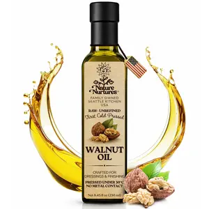 Walnut Oil for Cooking and Baking · Raw · Unrefined · First Cold-Pressed at Temperatures Below 30°C · Pressed Only Once · Without Metal or Wood Contact · Small Batch · Handcrafted in Seattle USA · 100% Pure & Natural · Also Loved for Skin and Hair