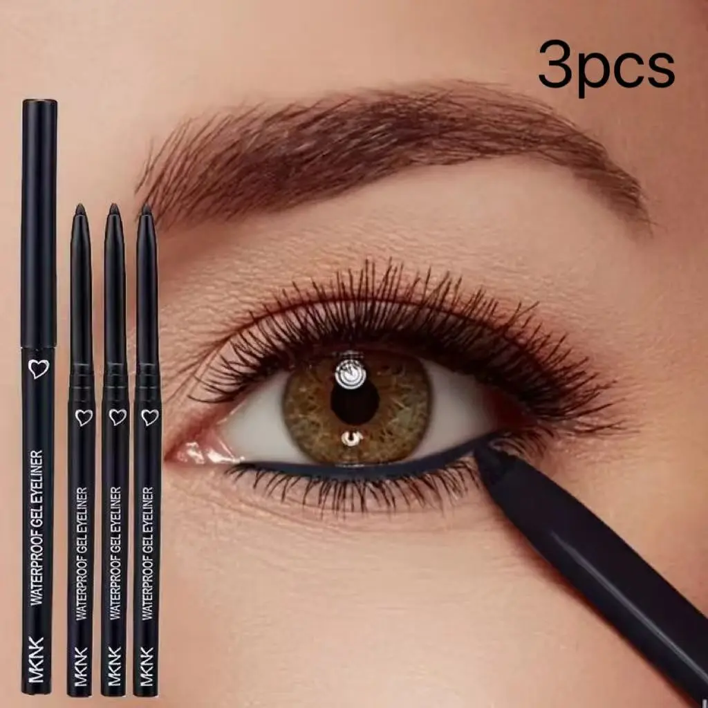 3pcs Smooth Gel Eyeliner Set Longwear Eye Liner - Black, Brown, Long-lasting Eye Makeup, Waterproof and Smudge-proof, Essential Eyeliner for Travel, Suitable for Makeup Enthusiasts and Beginners