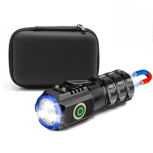XTAUTO Portable LED Mini Flashlight, Rechargeable EDC Small Pocket Flashlight 6 Lighting Modes w/Magnet Clip Waterproof for Camping Hiking Night Walking Running Outdoor Emergency