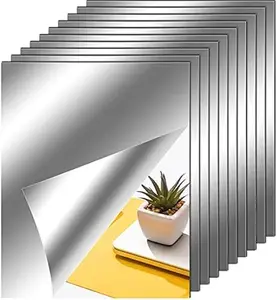 Self Adhesive Mirror, 20 x 40inch Flexible Mirror Sheets Square Acrylic Mirror Sticker Non Glass Sticky Mirror Tile Plastic Mirror Tiles Wall Stickers Wall Mounted for Home Decor,soft glass mirror for self-service/glass doors, home use, full-length mirror