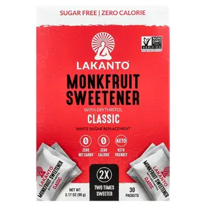 Lakanto Monkfruit Sweetener with Erythritol, Classic, 30 Packets, 3.17 oz (90 g)