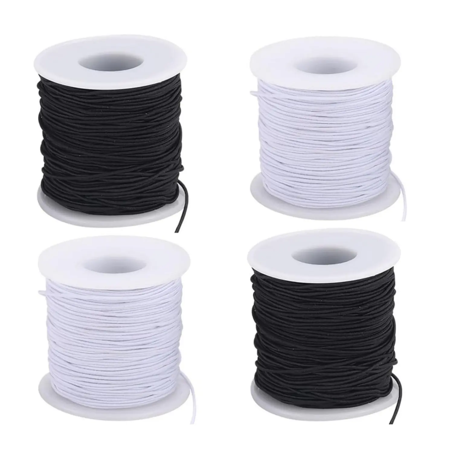 1 mm Stretchy Nylon Rubber Cord - 4 Rolls (2 Black+2 White 1 mm, 55 yd/Roll) High Elasticity Sturdy String for Jewelry Making, Party - Home Improvement Building Supplies