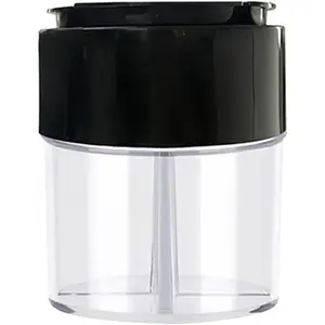 4-Grid Spice Jars, Salt Pepper Shaker Containers - Portable Plastic Cylindrical Seasoning Bottles with Flip Lid, Clear Travel Kitchen Storage for Cooking BBQ Camping - Black (1 Pack)