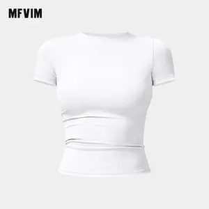 Women's Solid Color Sports Tee, Casual Style Comfy Breathable Short Sleeve T-shirt for Yoga Gym Workout Running, Ladies Sportswear for All Seasons, Gym Clothes, T Shirts for Women workout tops Activewear gym shirts Fitness Outfit
