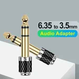 6.35mm to 3.5mm Connector Headphone Amplifier Audio Adapter, Microphone Aux Converter, 6.3 to 3.5mm Conversion Adapter