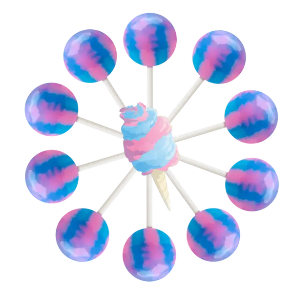 10ct. Cotton Candy Lollipop Bag