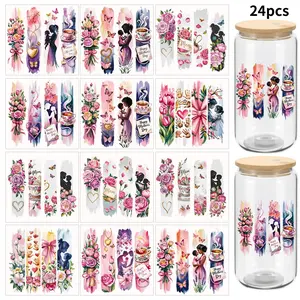 24 Sheets Mother's Day UV DTF Cup Packaging Stickers High Quality Decorative for Mugs Cups Bottles School Supplies Art Crafts DIY Transfer Paper Easy To Apply Long-Lasting
