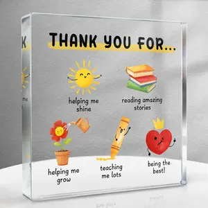 Teacher Appreciation Gifts for Women, Men - Teacher Gifts Acrylic Plaque, Thank You Gifts for Her Friends Coworkers Kindergarten Teacher Classmate Study Partner Roommate