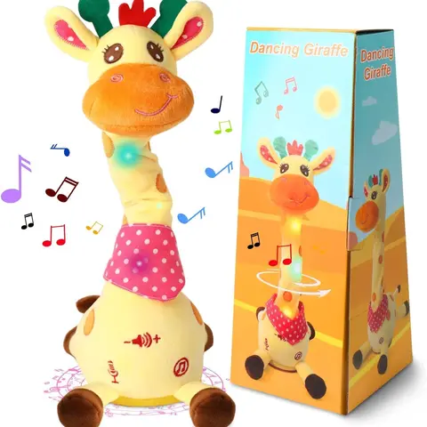 Dancing Talking Giraffe Toy for Baby Girl & Boy, Interactive Stuffed Animal Baby Toy Repeating What You Say, Glowing Musical Giraffe Gifts for Toddlers 1-3 Years Old, for Kids (Giraffe)