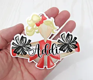 Cheerleading Girl Bag Tag Personalized with Name - Cheerleader Bag Name Tag Keychain - Cheer Kids High School Mom Sports Football Bastketball