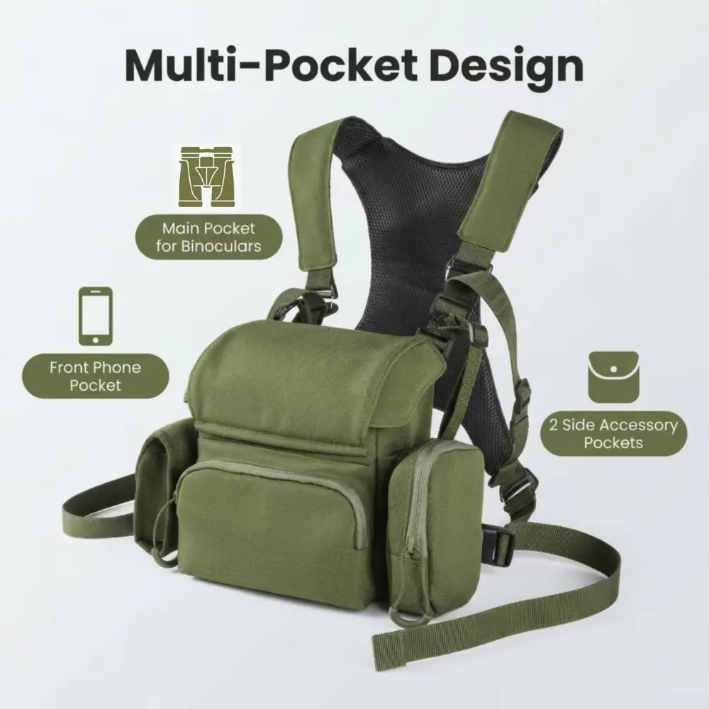Waterproof Nylon Tactical Chest Bag, Lightweight Binocular Harness & Portable Multi-Pocket Crossbody for Hunting and Outdoor Trips, Lightweight Shoulder Bag, Portable Crossbody Bag