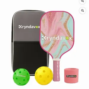 Kryndavox Pickleball Paddle Set of 1，USAPA Approved Carbon Fiber/Fiberglass Pickleball Racket for Men and Women (Fiberglass-Pink)