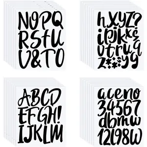 576 Pieces 8 Sheets Letters Stickers Self Adhesive Vinyl Letter for Graduation Cap Alphabet Number Stickers Mailbox Numbers Sticker, Decals for Classroom Decor Sign Door(Black,4 Inch)
