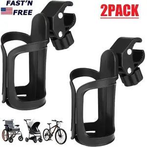 Bike Bicycle Cup Holder Universal for Wheelchair Walker Rollator Stroller 360 °   Rotating Plastic Bottle Holder Black