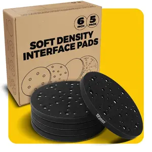 5 Pack 6 Inch Sanding Interface Pads, Hook and Loop - 6 Inch Soft Density Sponge Cushion Buffer Backing Pads with 49-Hole  Interface Pads for Orbital Sander Woodworking