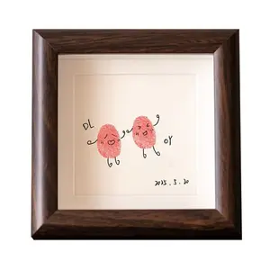 5x5-inch wooden square photo frame with complimentary color ink pad. Perfect for couples' fingerprint keepsakes, babies, holidays, anniversaries, weddings, engagements, Mother's Day, and boyfriends. Ideal for wall display and home decor.