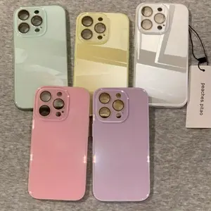 Solid Color Phone Case with Lens Protector, Full Body Shockproof Phone Protective Cover, Fashion Phone Accessories Compatible with iPhone 16 15 14 13 12 11 Pro Max Plus, Casing