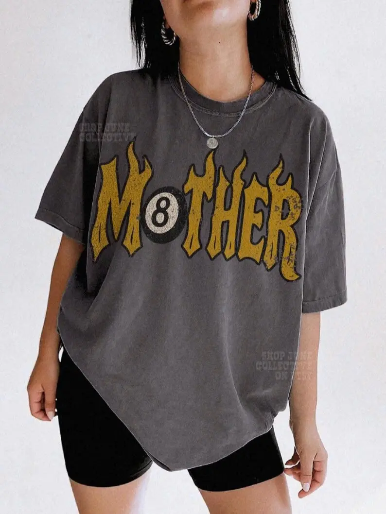 Comfort Colors Mother Tee Trendy 8 Ball Mother Lucky Mama Tshirt Vintage Flames Rad Mom Birthday Gift Moto Edgy Grunge Aesthetic Streetwear