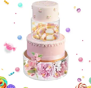 2 Pcs Acrylic Cake Stands for Dessert Table Clear Fillable Cake Riser Cupcake Tier,for Christmas Birthday Wedding Holiday Party Display(6'', 10'')
