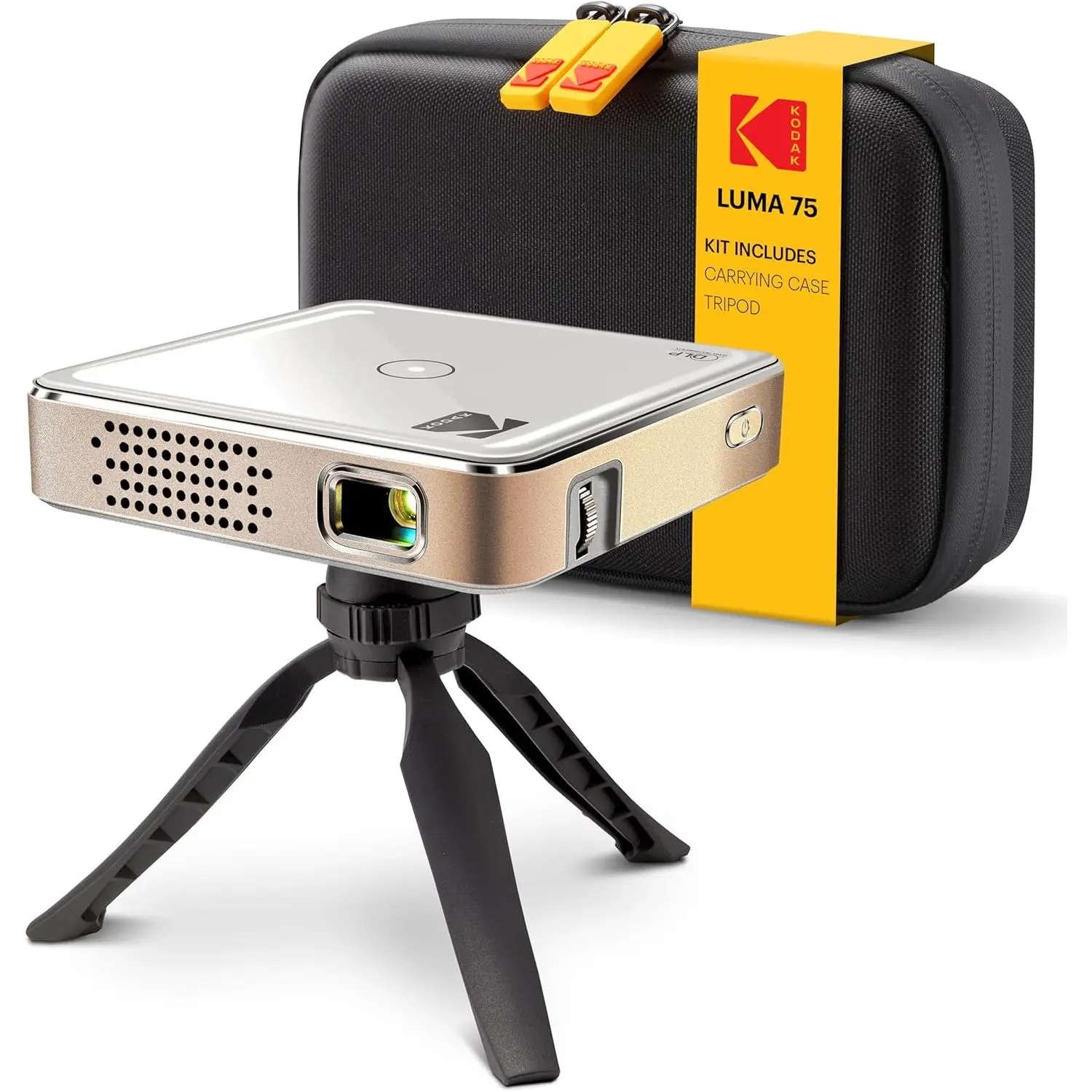 Kodak Luma 75 Ultra Mini Digital Projector - Portable Pico Projector with Rechargeable Audio Speaker, Carrying Case, and Mountable Tripod