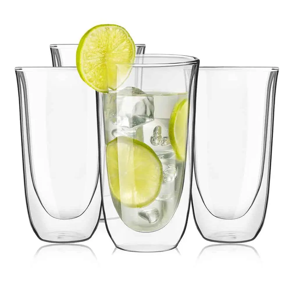 JoyJolt Set of (4) 13.5-oz Spike Double-Wall Insulated Glasses