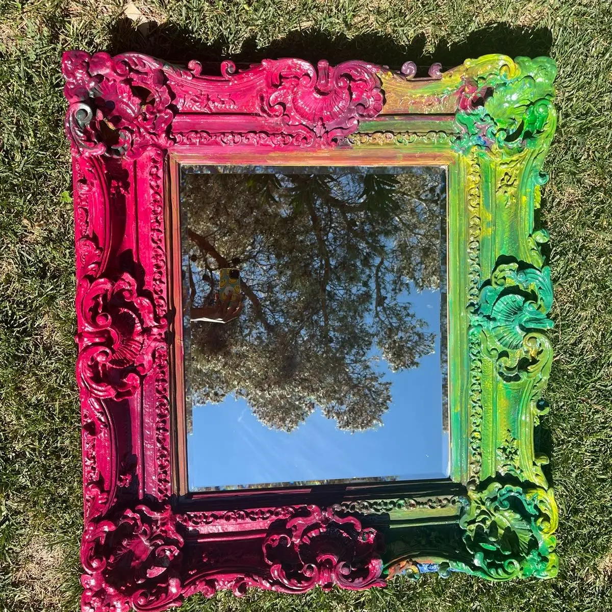 MARDI GRAS antique painted mirror