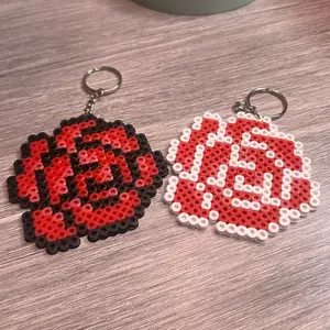 Perler Bead Rose Keychain Accessories
