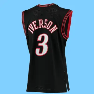 Allen Iverson stitched Basketball Jersey Men's Sleeveless Black collect