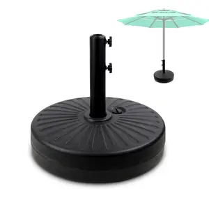 50lbs Round Umbrella Base Stand, Heavy Duty Patio Umbrella Base Water Filled Stand for Outdoor, Lawn, Garden, Black
