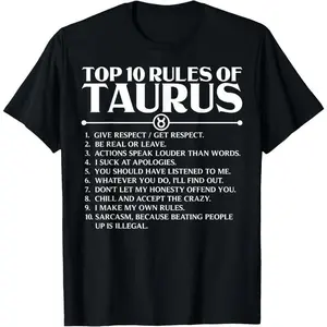 Horoscope Symbols Astrology Sign Top 10 Rules Of Taurus T-Shirt