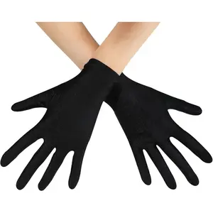 Womens Short Satin Opera Gloves Formal Dancing Gloves for Wedding Bridal Banquet Party Gloves 1920s Flapper Accessories