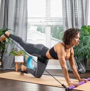 Multifunctional Pilates Bar with Yoga Chest Expansion Tension Rope Back Trainer Elastic Stretching Belt for Fitness