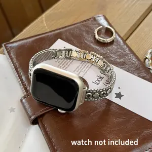 Apple Watch Band Vintage Floral Zircon Metal Strap, Comfortable Durable Fashion, Multi Color Options, Fits 38/40/41/42/44/45/46/49mm