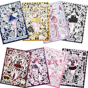 Cartoon Girl Pattern Sticker, 8 Sheets/set Cute Cartoon Sticker, DIY Decorative Sticker for Phone Case, Computer, Guitar, Bag, Water Cup, Scrapbook