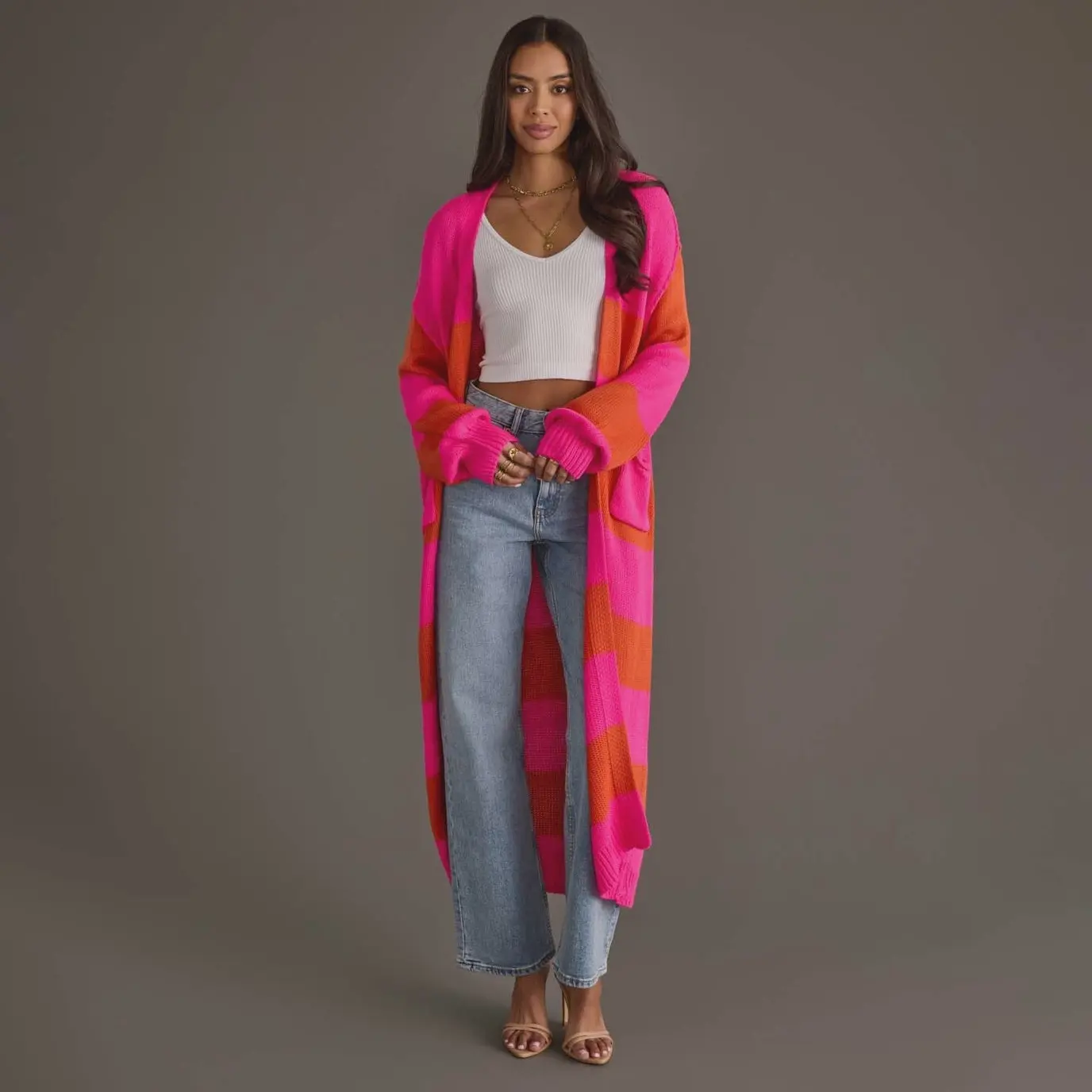 Bright Striped Duster Cardigan