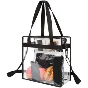 Clear Bags 12x6x12 Stadium Approved Clear Tote Bag with Zipper Closure Crossbody Shoulder Bag with Adjustable Strap
