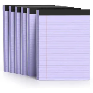 300 Sheets Purple Legal Pads 8.5 x 11 College Ruled Paper 6-Pack Note Pad Narrow Ruled 50 Sheets per Notepad Perforated Writing Pad Durable Sturdy Back 8x11 Pads of Paper