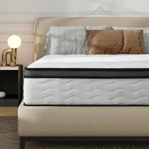 Queen Mattress, 10 Inch Queen Hybrid Mattress in a Box,  Individually Wrapped Pocket Coils Innerspring Mattress, Medium Firm, Pressure Relief & Breathable Comfort, CertiPUR-US