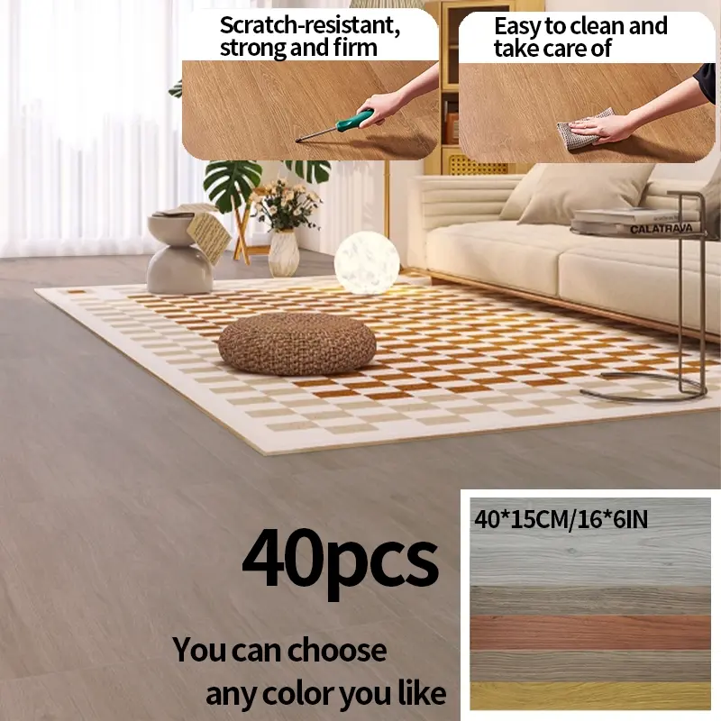 Self-Adhesive Vinyl Plank Floor Tiles, Multi-Color Wood Grain, Wood Pattern, Easy Installation, Kitchen, Dining Room, Bedroom, Home Decor, Modern Design