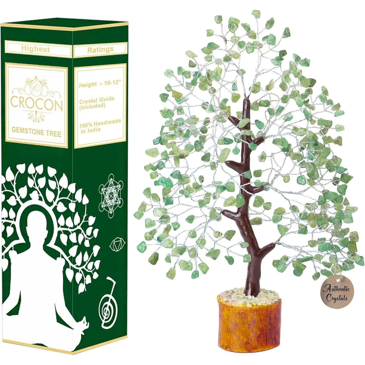 Green Jade Crystal Tree of Life - Chakra Tree for Positive Energy, Healing Crystal Tree, Meditation Accessories, Spiritual Gift