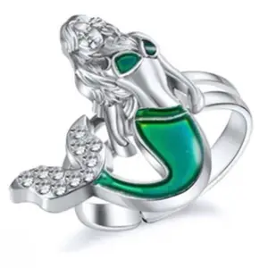 Mermaid Color Changing Mood Ring Adjustable Band comes with Color Chart and Ring Box Engagement