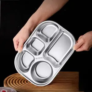 304 Stainless Steel Dinner Plate Microwave & Oven Safe Heavy Duty Restaurant Reusable Metal Plate for Dining Camping Picnic Dishwasher Safe Rust-Proof Easy to Clean Eco-Friendly Kitchenware