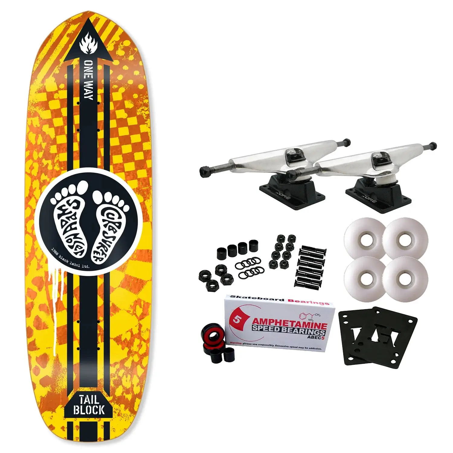 Black Label Skateboard Complete Jason Adams Curb Surfer 9.75" x 32.825"