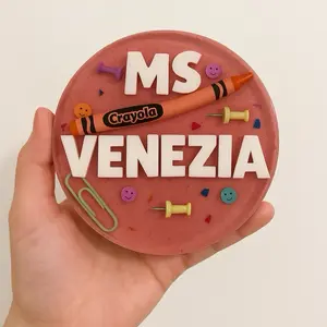 Custom Resin Coaster - Personalized Teacher Coaster with Cork Back for Grip, Round Design, Durable and Easy to Clean, Perfect for Teachers - Tableware