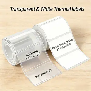 460 sheets/2 rolls, multi-size transparent white combined thermal label paper, sizes: 40x30mm/50x30mm, laminated self-adhesive paper, suitable for M110/M220/SK58/P50 portable printers,